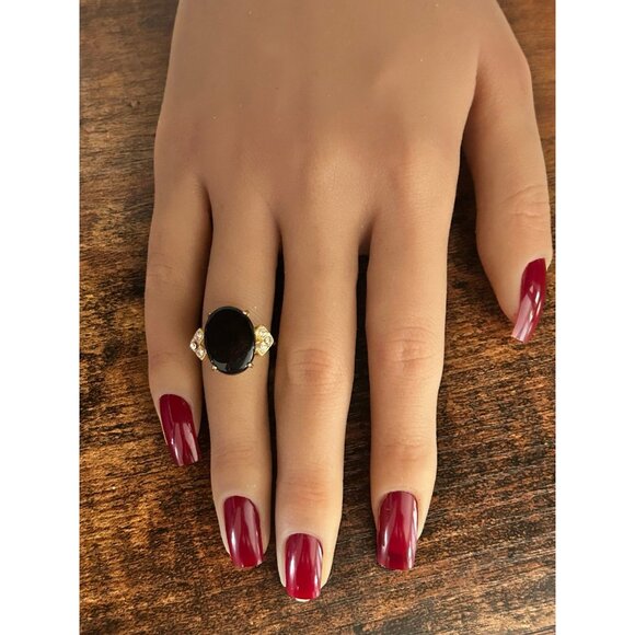 Gold Black Stone Ring - Picture 3 of 4